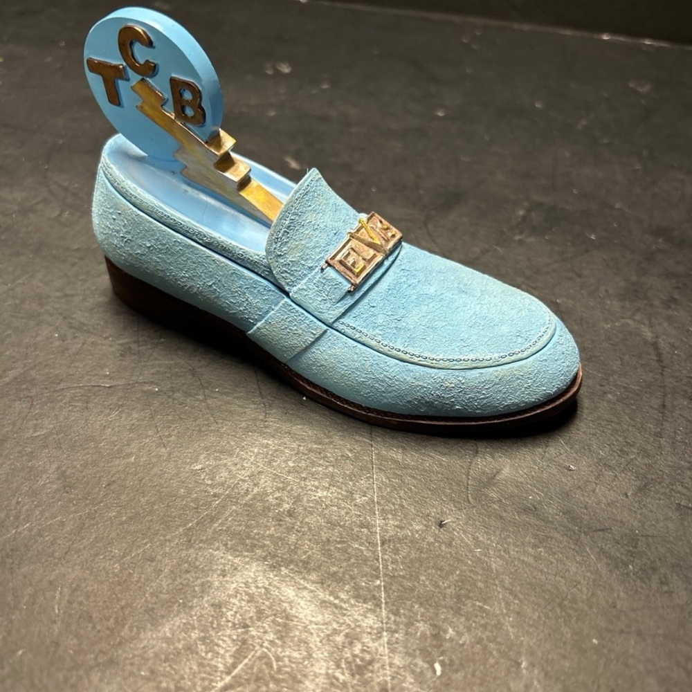 Elvis blue suede shoe trinket box